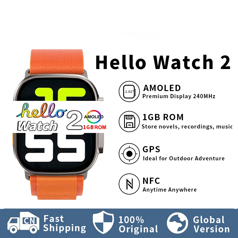 

Умные часы Hello Watch 2 Ultra, мужские спортивные умные часы с компасом, 1 Гб, для записи локальной музыки, электронной книги, для Apple Android IOS