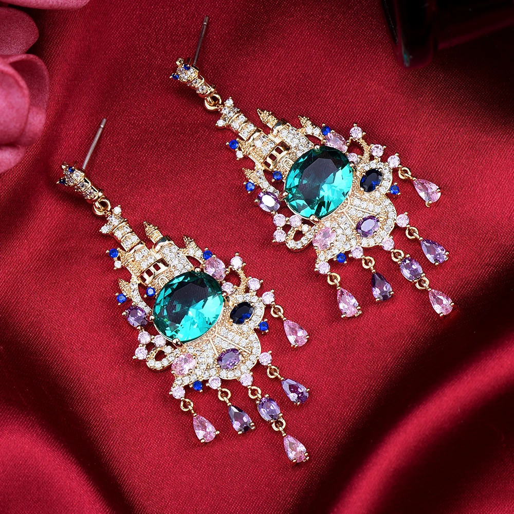 

Siscathy Indian Nepal Hanging Earrings Women Luxury Cubic Zircon Earing Party Anniversary Jewelry boucle oreille femme luxe