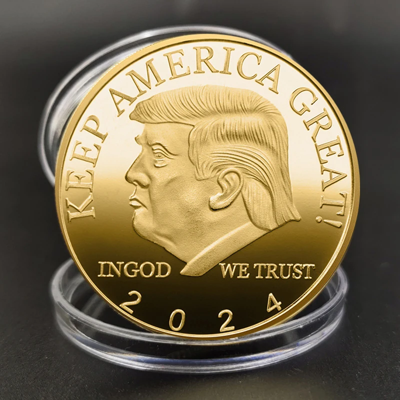 

Limited Edition 2022 Non-currency Coin Commemorative Trump 24K Gold Plated American President Eagle Head Coin Badge of Honor