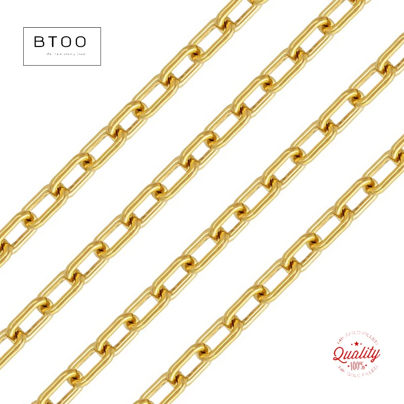 Реальный 14K позолоченный кабель Скрепка-зажим длина цепочки 2 4 мм ширина