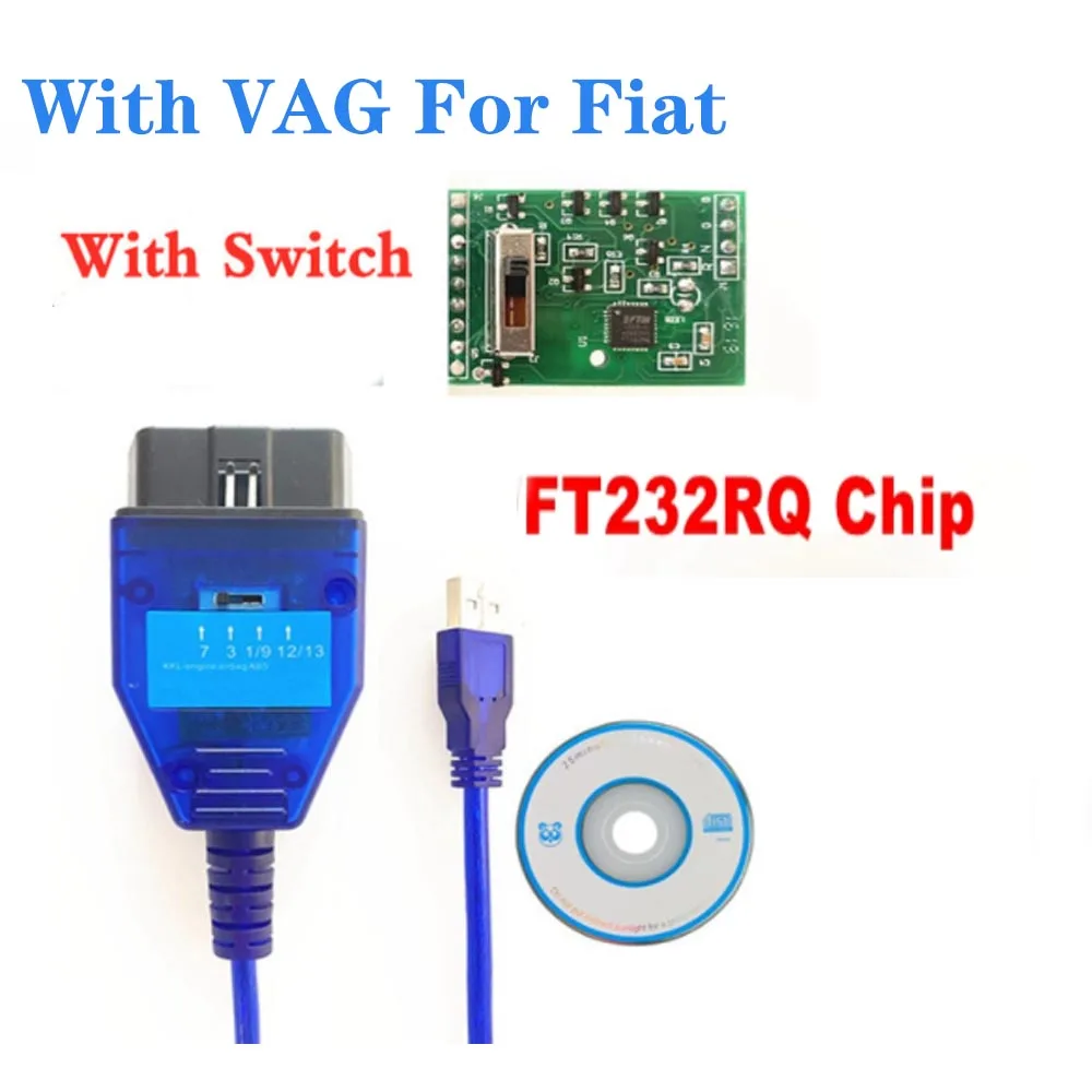 Сканер для автомобильного двигателя с чипом FT232RL ECU VAG 409 и Fiat KKL интерфейс USB