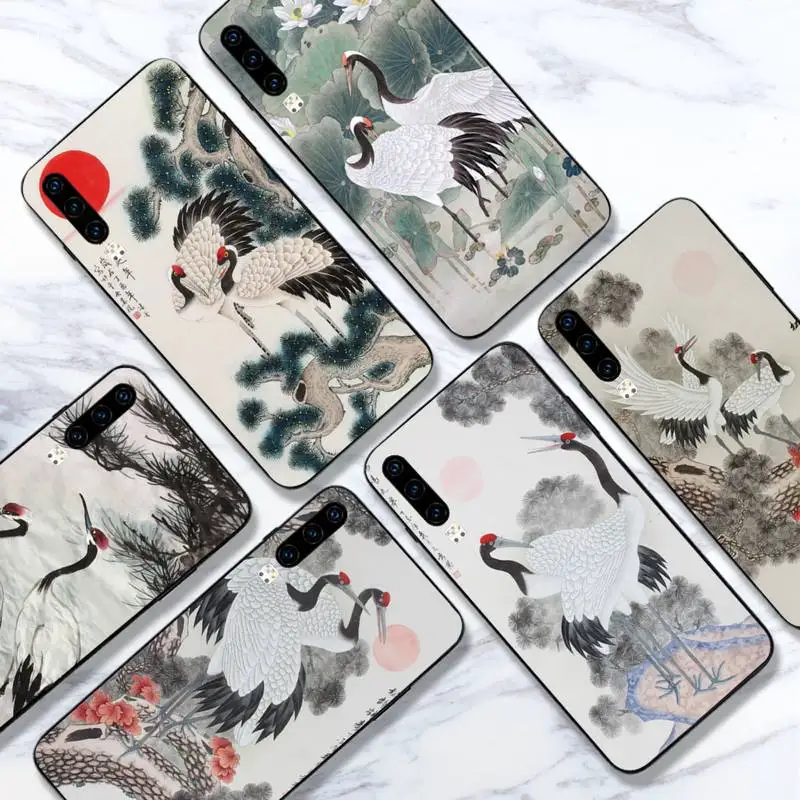 

Retro Crane China Animal Phone Case For Huawei honor Mate 10 20 30 40 i 9 8 pro x Lite P smart 2019 Y5 2018 nova 5t