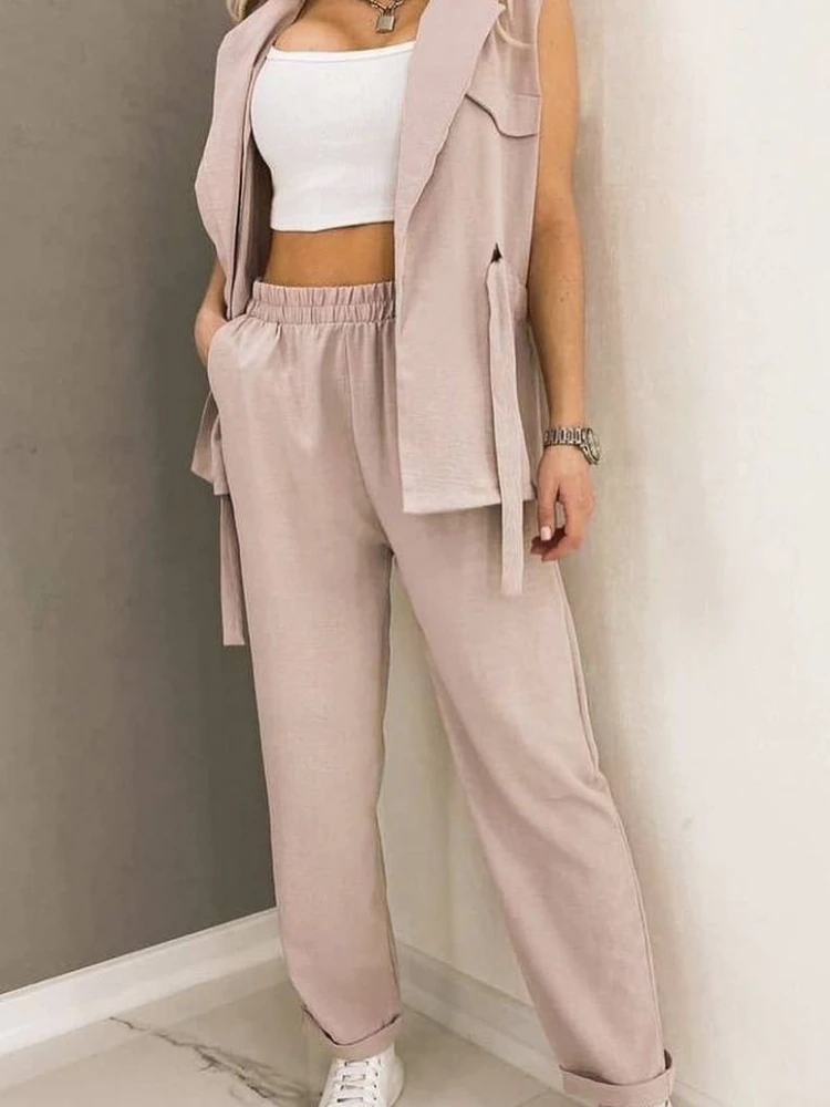 

Женский спортивный костюм из двух предметов, топ без рукавов и штаны, спортивная одежда, уличная одежда, весна-лето 2023