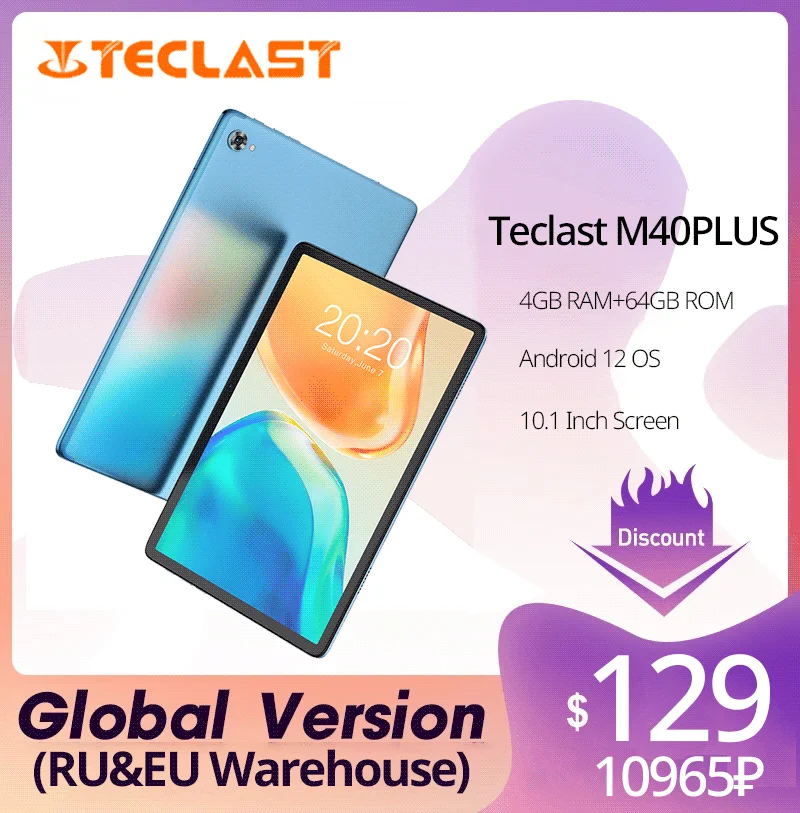 

[Мировая премьера] Teclast M40 Plus 10,1 "планшет Android 12 1920x1200 FHD 8 Гб RAM 128 ГБ ROM MT8183 8 ядер GPS Type-C металлический корпус