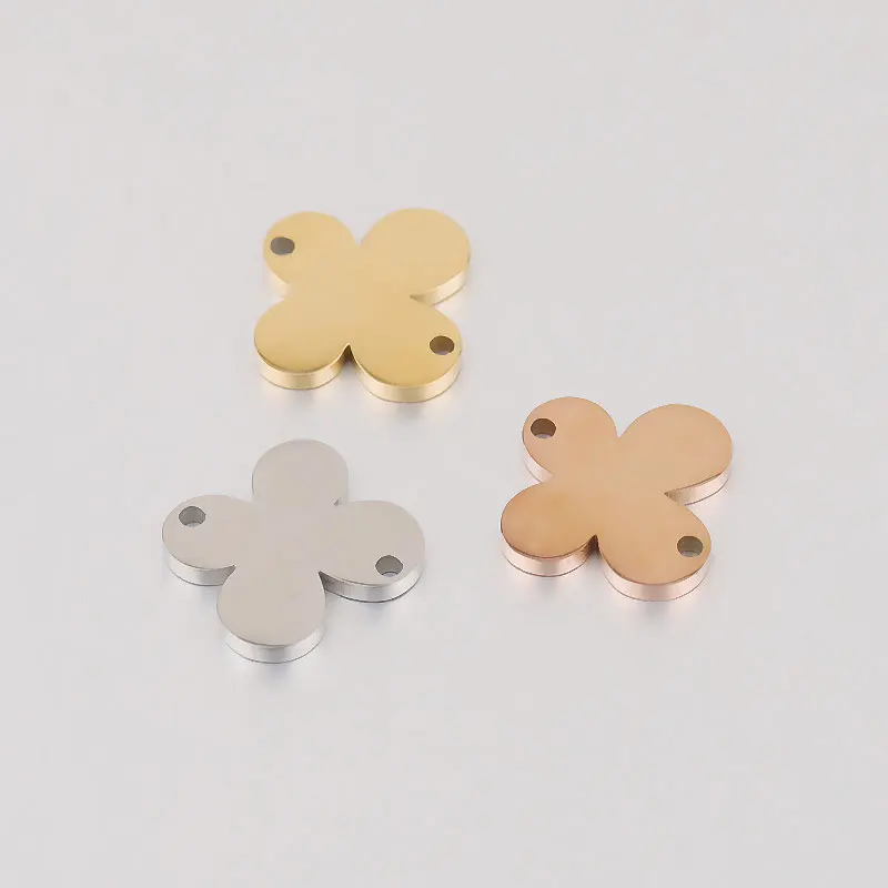 

5pcs Stainless Steel Four Leaf Lucky Clover Pendants Bracelets Necklaces Charms Connectors Accessories for DIY Jewelry Making