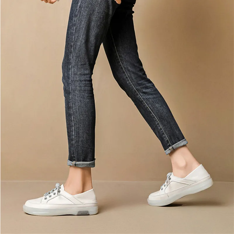 Shallow Mouth Small White Shoes Women's First Layer Cowhide 2023 Spring New Casual Women's Shoes Casual Flat Single Shoes Women