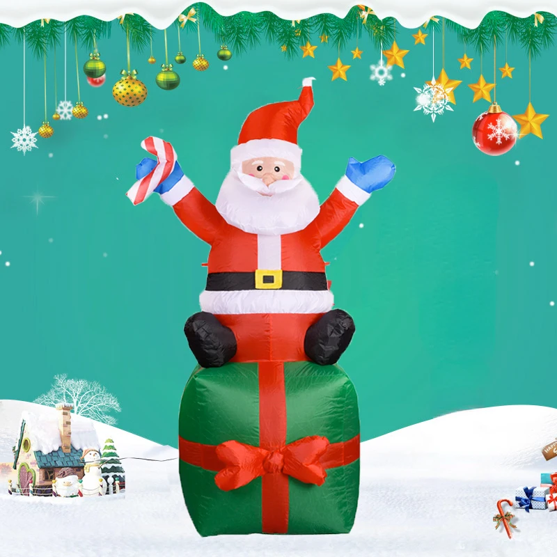 

Рождественская надувная кукла со светодиодами, Санта-Клаус в подарочной коробке для детей, игрушки для выдувания, уличное украшение для дом...