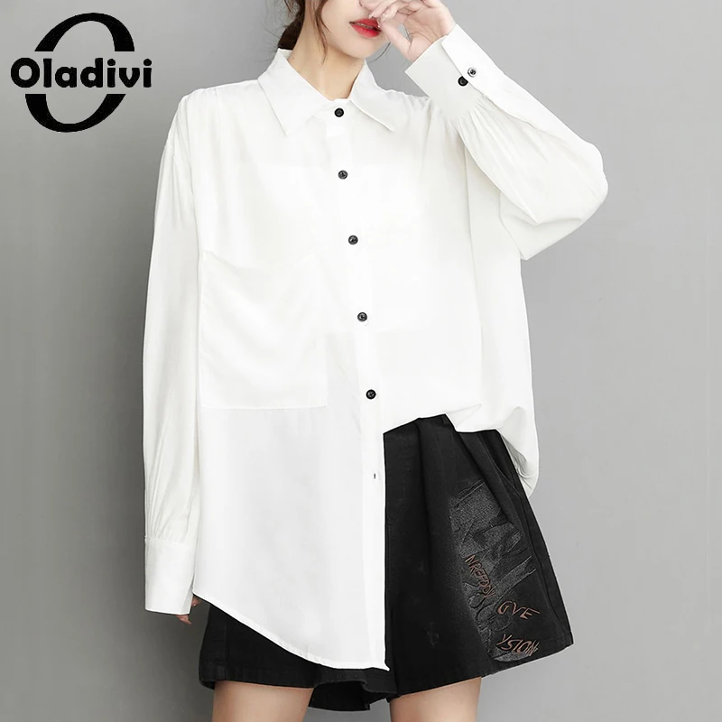 

Oladivi Oversized Women Clothing Fashion Ladies Long Sleeve Blouses 2022 Spring New Plus Big Shirts Female Blusas Tops 6267 6XL