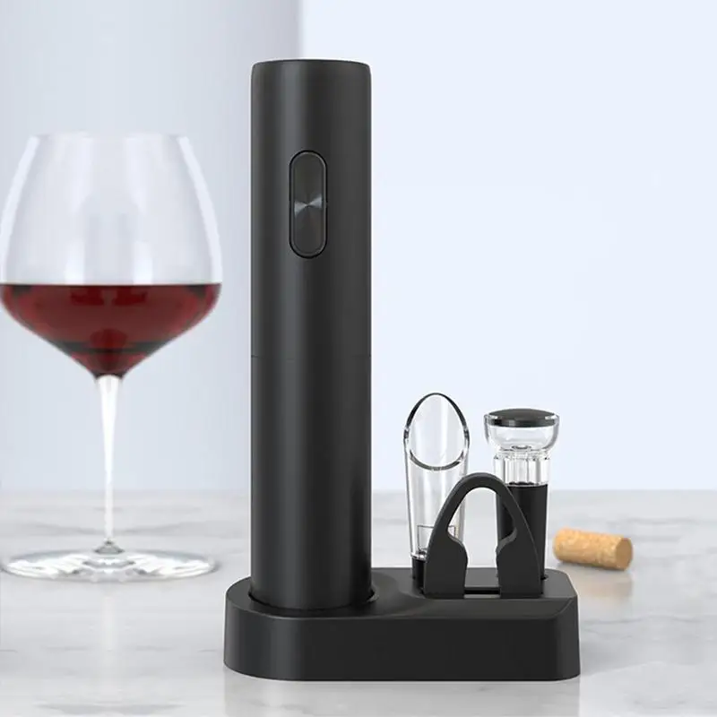 

Electric Wine Opener Set Battery Operated Automatic Corkscrew With Aerator Pourer And Foil Cutter Bar Kitchen Accessories