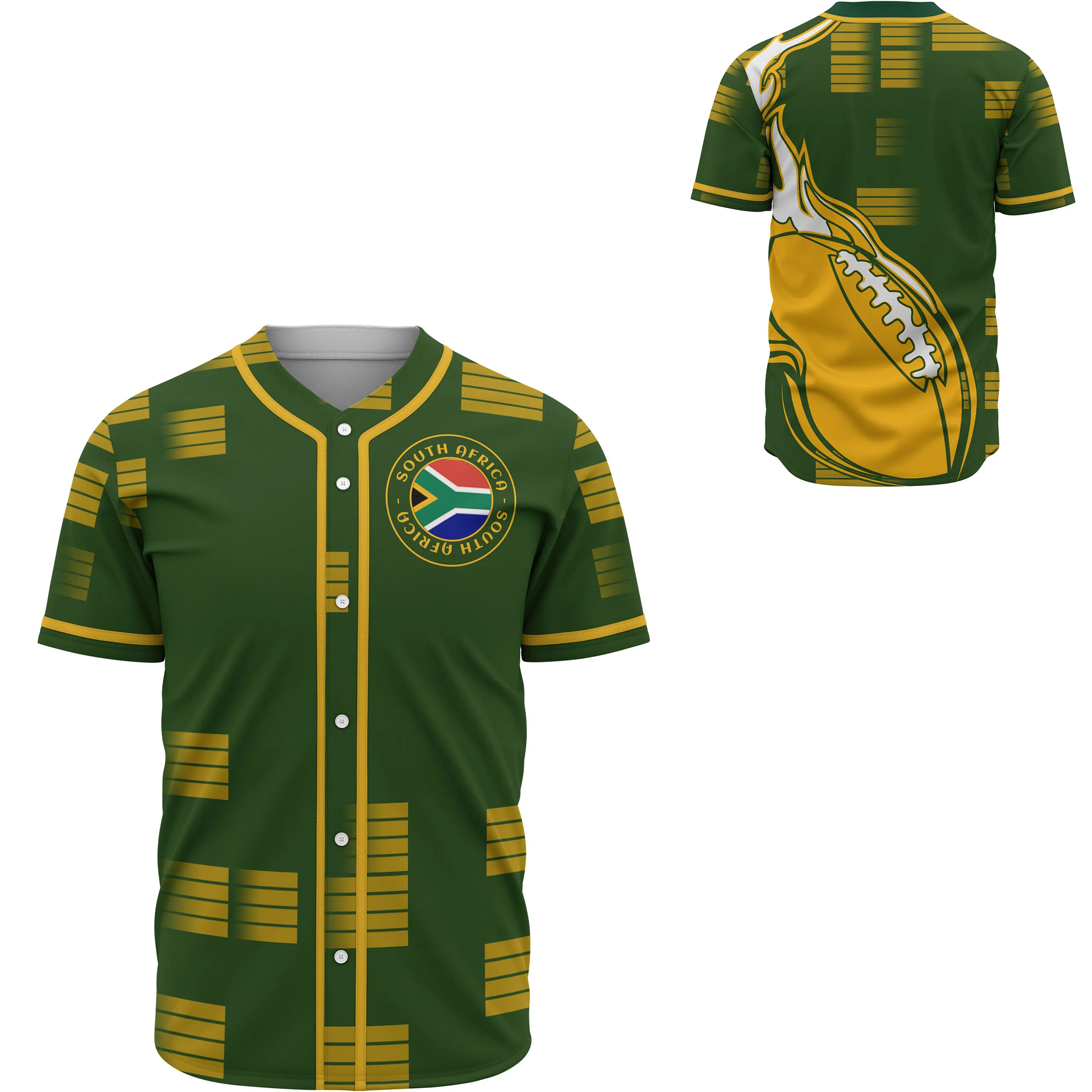 Black History County South Africa Springbok Rugby Tribe Tattoo 3DPrint Summer Harajuku Baseball Jersey Shirts Short Sleeves X2