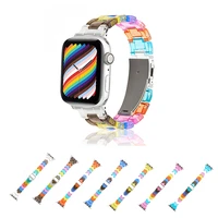 acrylic strap for apple watch band series se 7 6 5 4 3 transparent rainbow resin for iwatch bracelet 45mm 41mm 44mm 38mm 40mm