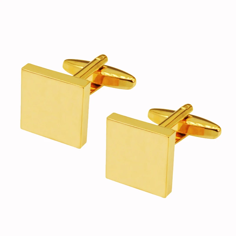 

DY Summer new copper gold silver black smooth square Cufflink simple fashion style men's French shirt Cufflinks