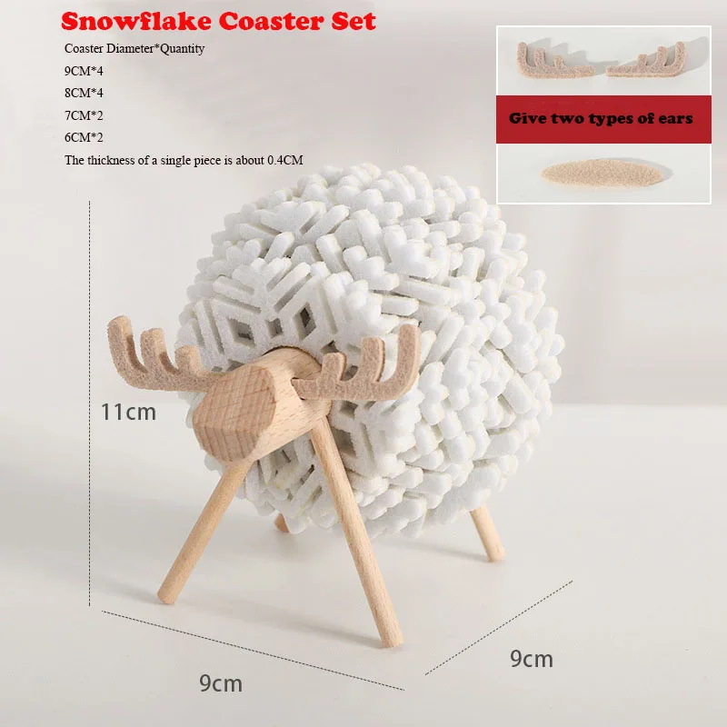 

Подставки в виде снежинок, 12 шт., подставки в виде овец, креативная посуда, изоляция, искусственные войлочные настольные коврики, украшения д...