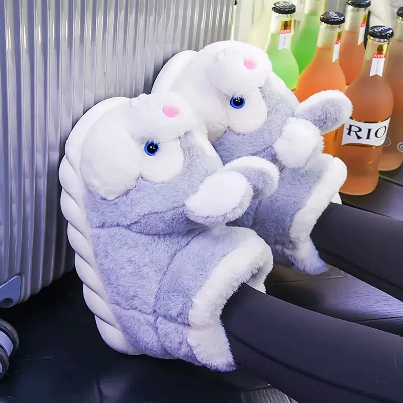 2023 Women's Winter Warm Shoes Plush Lining Indoor Slippers Couples Platform Heel High Top Snow Boots Female Male Home Slipper