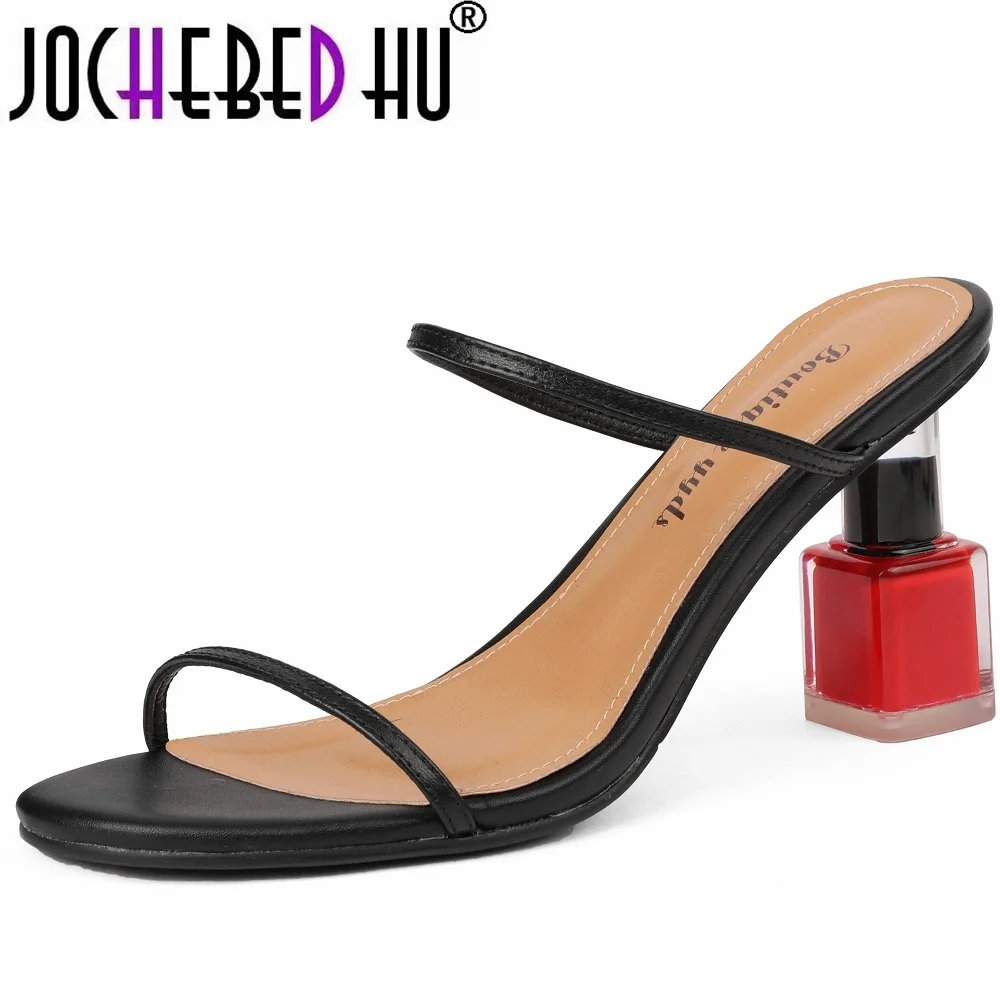 

【JOCHEBED HU】Black Open Toe Rose Heeled Sandals Women 2022 New Summer Strange Style Slipper Luxury Design Runway Party Dress