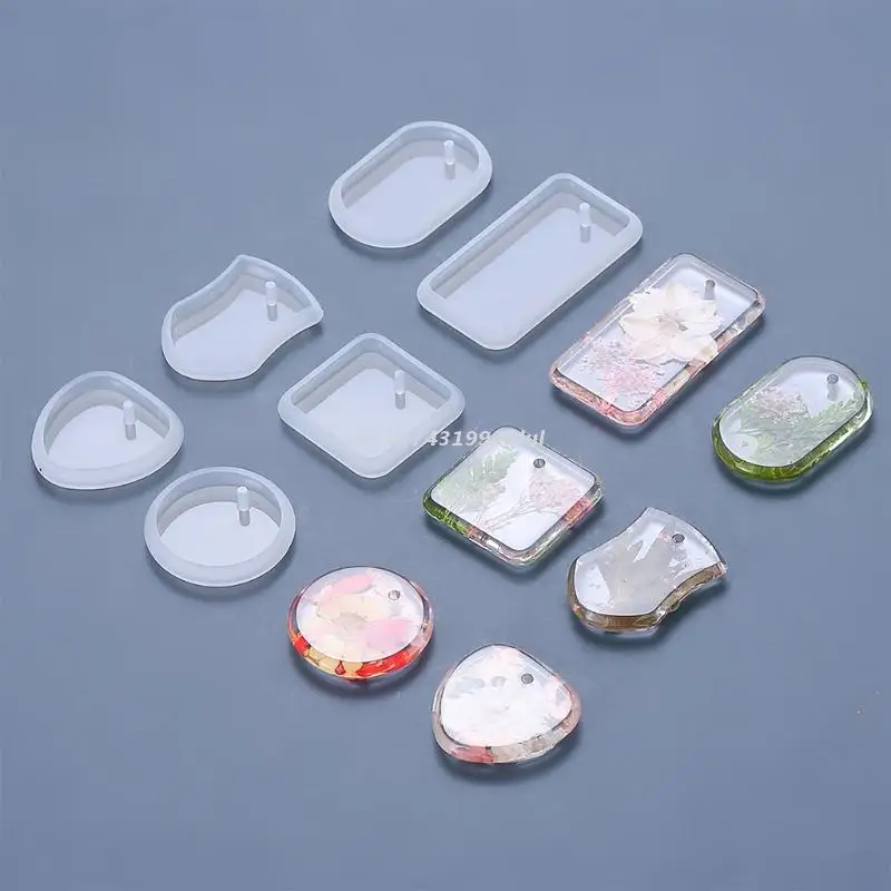 

Hanging Listed Resin Mold Geometric Shape Irregular Rectangular Circle Pendant Silicone Mould DIY Crafts Jewelry Mold