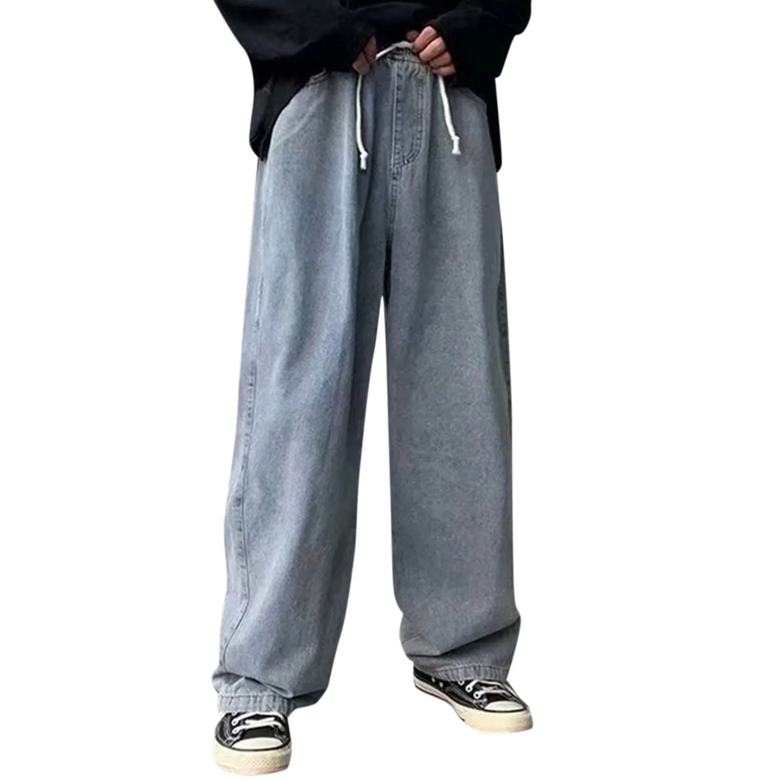 Trousers Fashion Pants Loose Waist Elastic Wide Leg Street Plus-Size Jeans Men's Men's pants