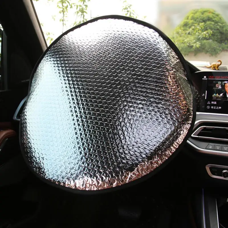 

46*46cm Double Thicken Car Steering Wheel Cover Sun Shade Cover Sunshade Aluminum Foil Anti Accessories Automotive Interior