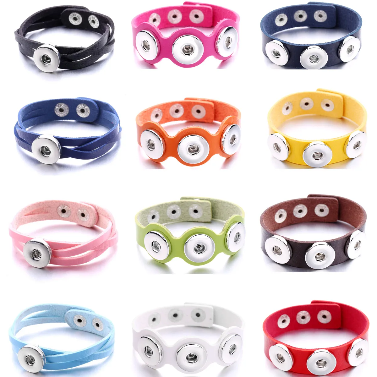 

Snap Button Jewelry Bracelets 18mm Snap Button Bracelet Wholesale 3 Button Snap Bracelet Leather Bracelet Women Snaps Jewelry