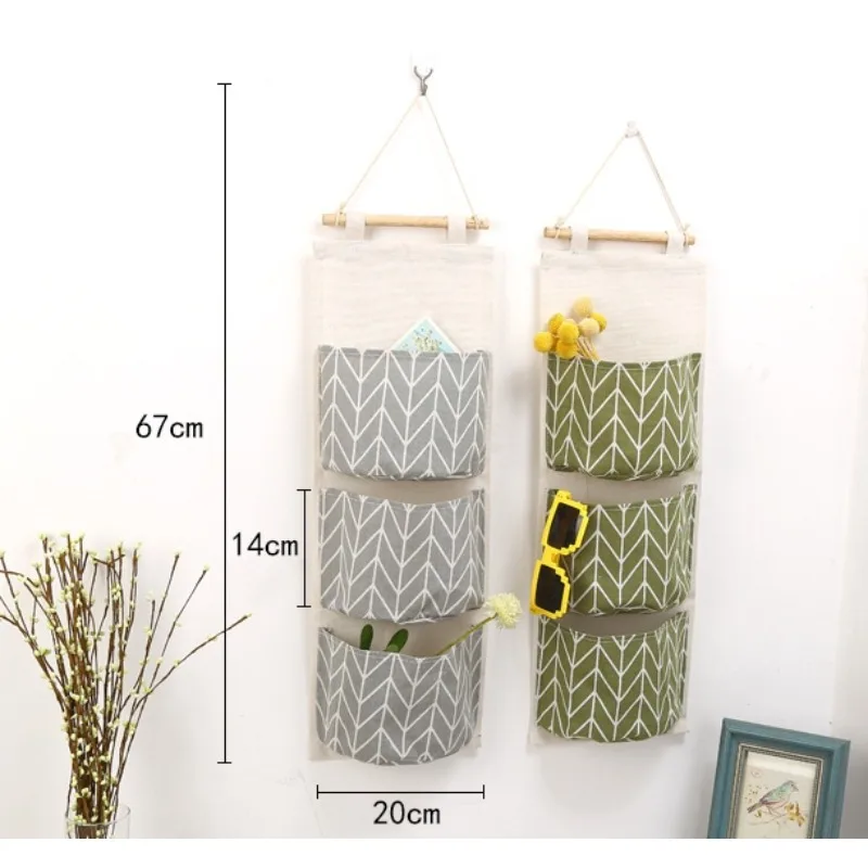 1 шт. креативная подвесная сумка для хранения хлопка и льна 3 слоя подвесные