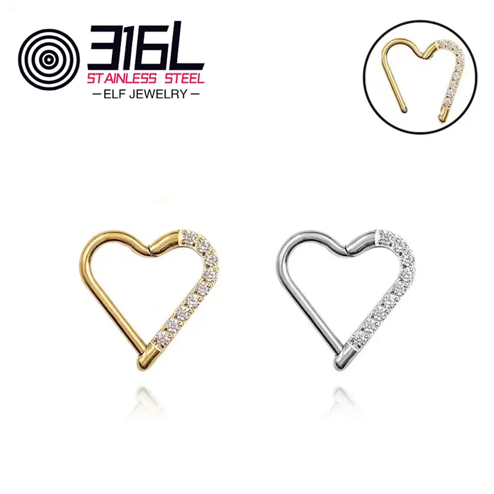 

316L Surgical Steel Trendy Women Clicker Hoop Nose Rings Helix Septum Piercing Earrings Silver Jewelry Accessories
