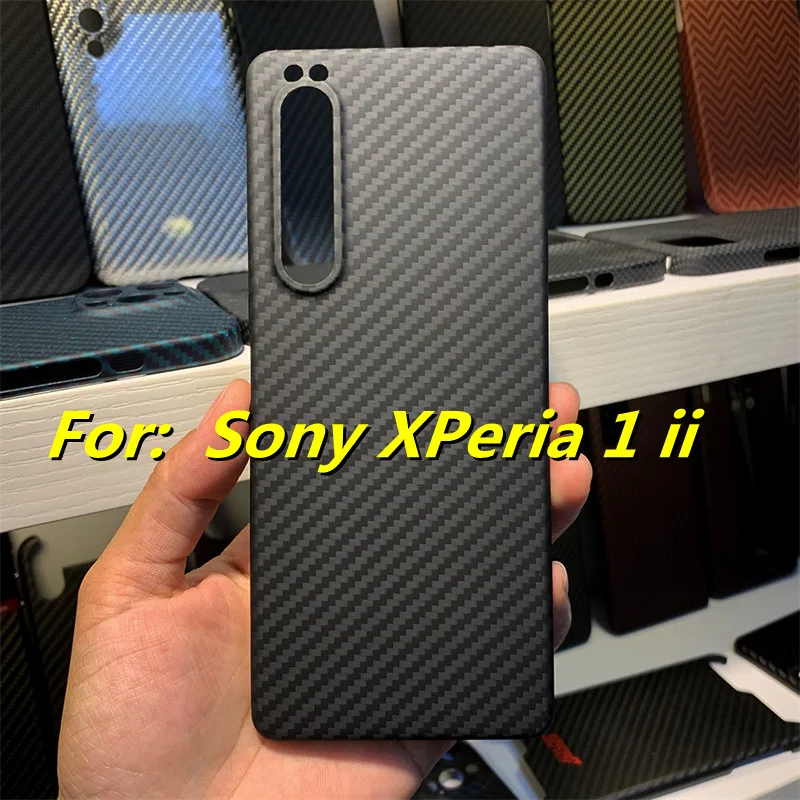 Real Carbon Fiber Case for Sony Xperia 1 Ii Case Aramid Fiber Protective Cover for Sony Xperia 1 Ii Ultra-Thin Carbon Fiber Case