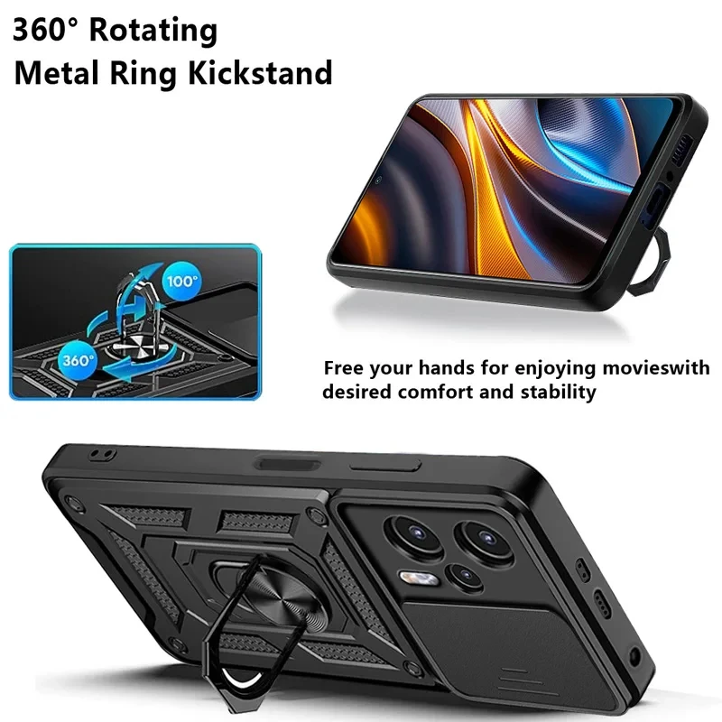Фото Противоударный бронированный магнитный чехол для Poco F6 F5 F4 GT F3 X5 Pro X4 GT X3 NFC Coque для Poco M5S M4 M3 Pro C40 Чехол-держатель телефона №3