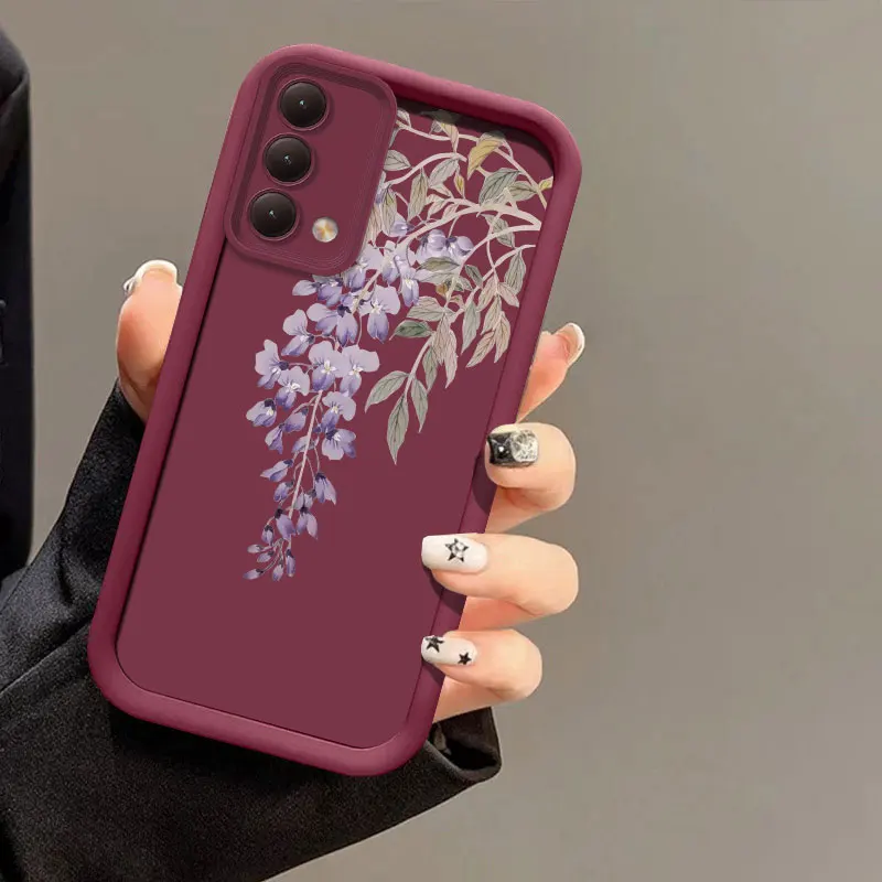 Чехол с фиолетовыми цветами и веткой для Infinix Tecno Spark GO 2024 2025 30C 20C 10 POP8 защита