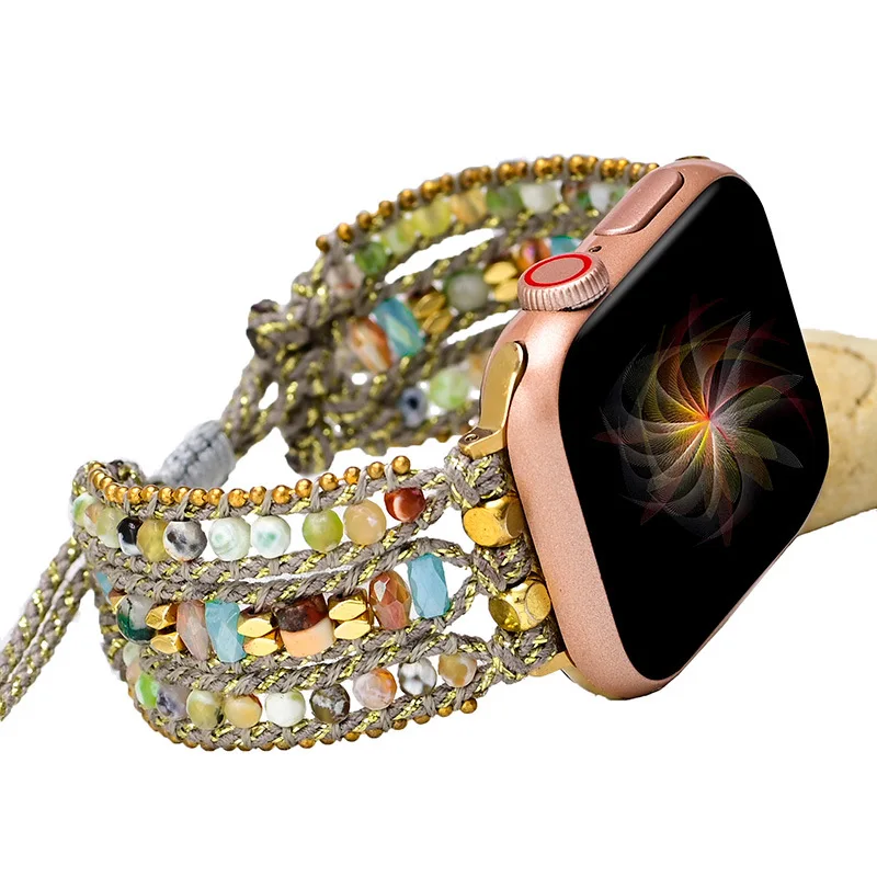Natural Gemstone Bohemian Strap For Apple Watch Ultra 49mm 8 7 41mm Band For iWatch 6 5 4 3 2 1 38mm 42mm 40mm 44mm Bracelet