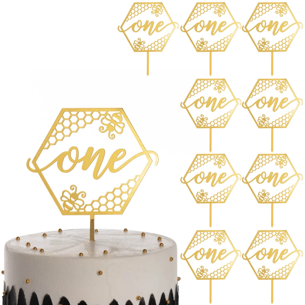 

[Новый дизайн 2022] упаковка из 10 штук одна крышка для торта на 1-й день рождения, украшение для торта в виде пчелы для маленьких мальчиков и дев...