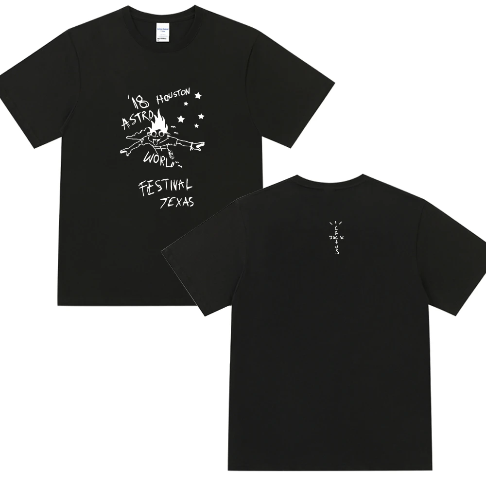 

Cactus Jack T-shirt for Men Women LOOK MOM I CAN FLY Travis Scott Tee Shirt Tops Hip Hop Style Logo Print T Shirt Short Sleeve