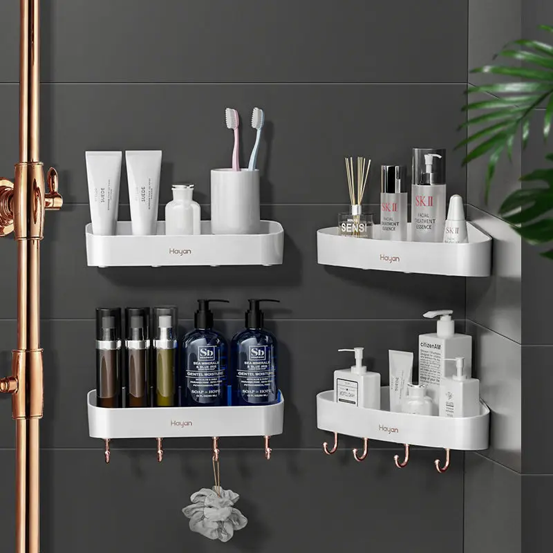

Bathroom Corner Shelf No Drilling Waterproof Shower Storage Rack Wall Mounted Shampoo Holder Multifunction Bathroom Accessories