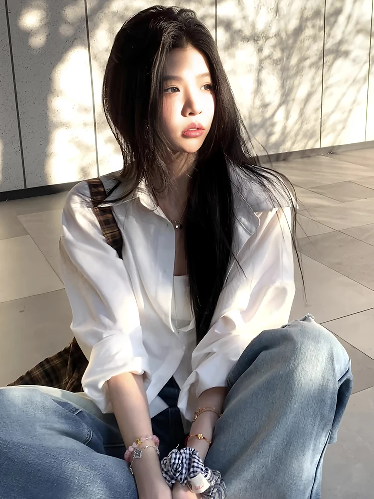 Белые рубашки с длинными рукавами Idle Sle верхняя одежда для женщин новинка весны и