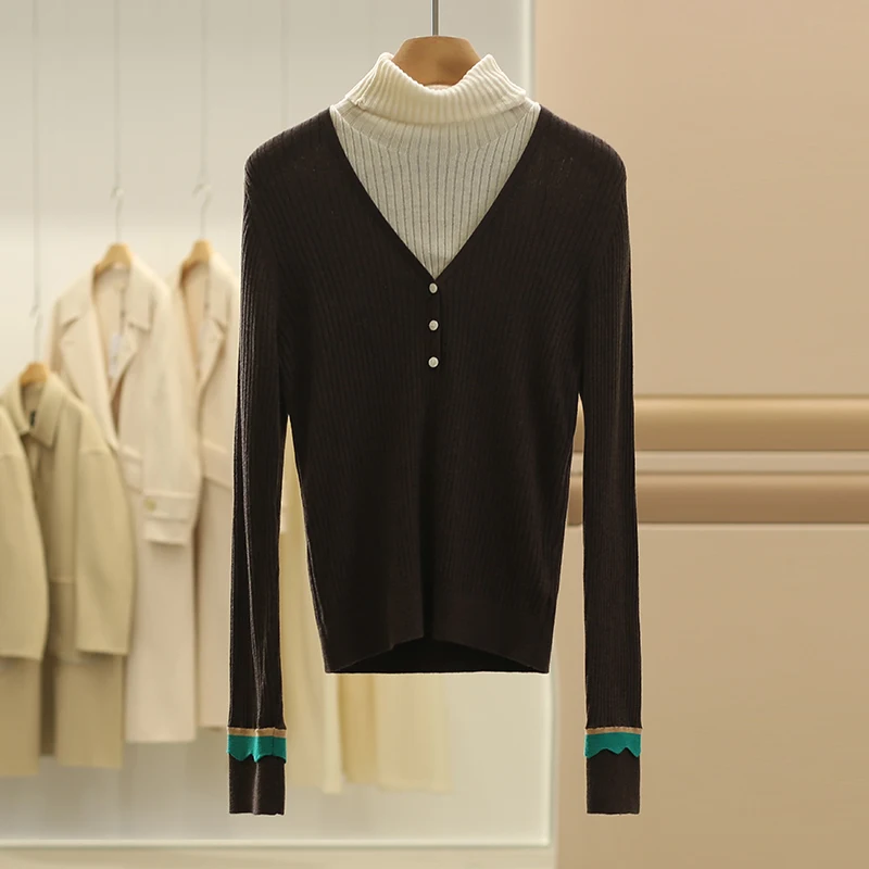 Цена по счетчику 559 [Qian] Искусственный вязаный свитер из двух предметов с