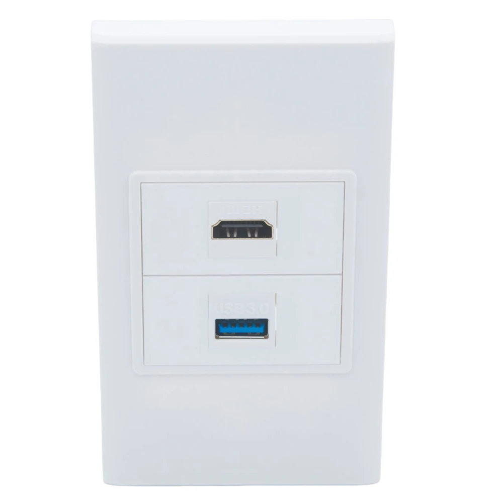 

1 комплект, без винта, 1 порт HDMI, 1 порт USB 3,0, от розетки к розетке, Настенная пластина