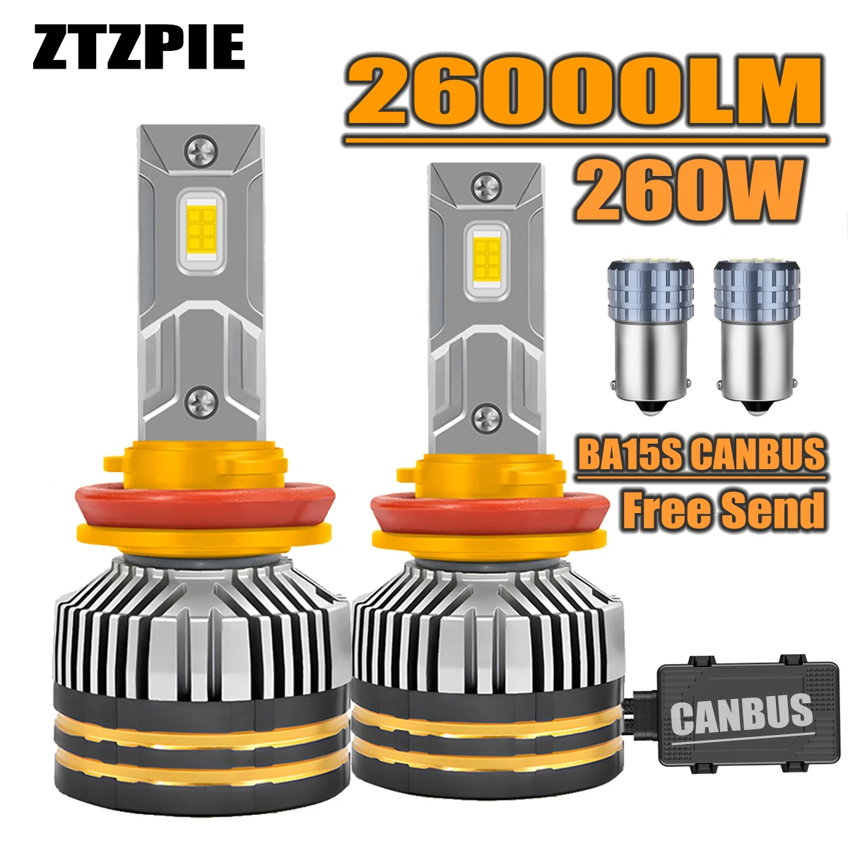 ZTZPIE Светодиодные Автомобильные Фары 6000K Canbus CSP 3570 260 Вт 26000LM HB3 HB4 9005 9006 H1 H7 H4 H11 12 В