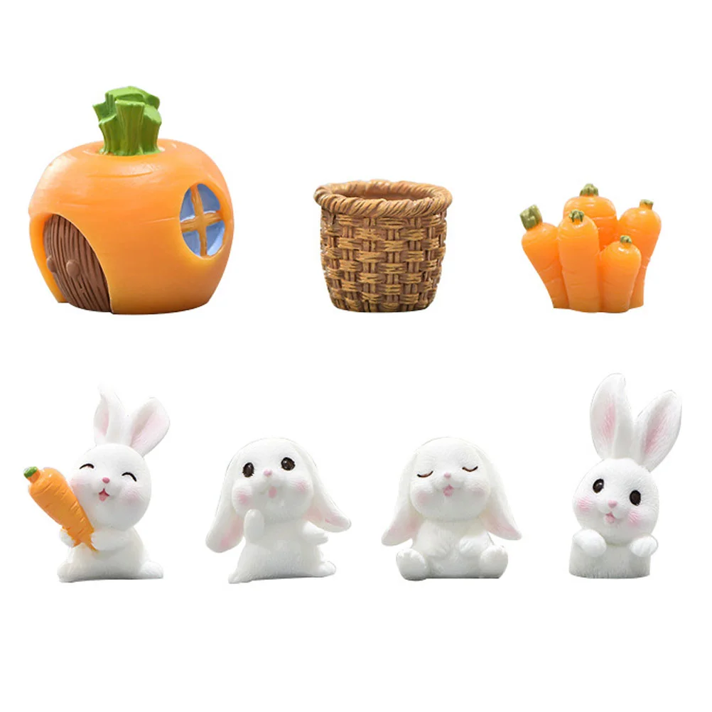 

Rabbit Miniature Decoration Mini Bunny Easter Figurine Figurines Figures Animal Cute Flowerpot Ornament Micro Accessory House