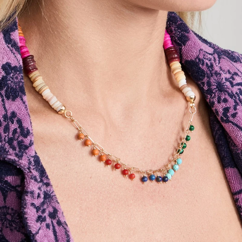 

Стандартная окрашенная искусственная дизайнерская подвеска в стиле панк, ювелирные изделия, богемный Радужный воротник