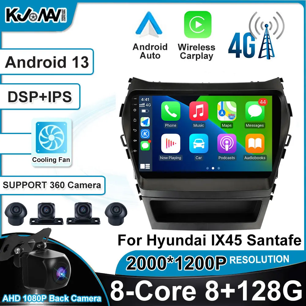 

Android 13 Auto Radio GPS Navigation Player Car Stereo Video Head Unit Bluetooth For Hyundai IX45 Santafe 2012-2016