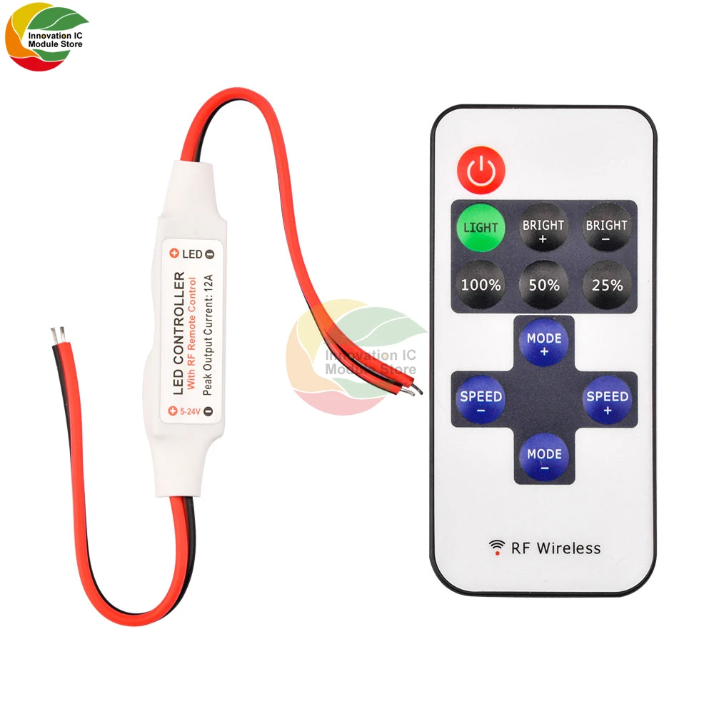 

Mini DC 12V Led Controller Dimmer 6A Wireless RF Remote to Control Single Color Strip Lighting 3528 5050 5630 2835 Led Strip