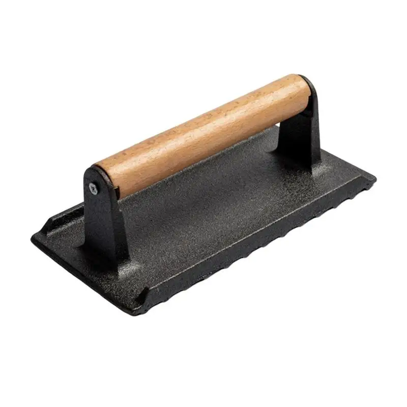 

Grill Press For Griddle Heavy-Duty Cast Iron Press And Steak Weight With A Wooden Handle Cooking Accessories Grilling Utensils