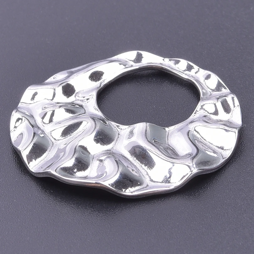 3pcs Stainless Steel Charms For Earrings Making Supplies Metal Jewelry Irregular Geometry Hollow Round Pendants Handmade Crafts