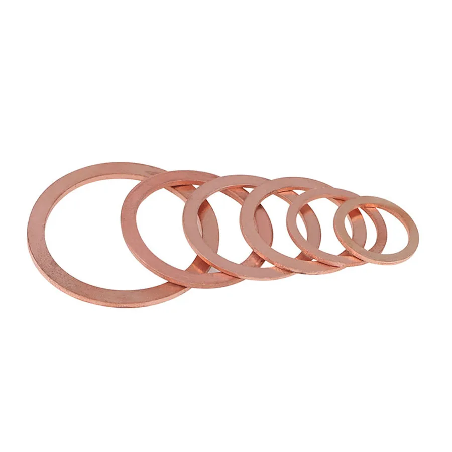 10PCS/Pack 2mm Thickness M4 5 6 7 8 10 12 14 15 16  17 18 20  21 22 24 25 26mm Copper Washer Solid Gasket Sump Plug Oil Seal