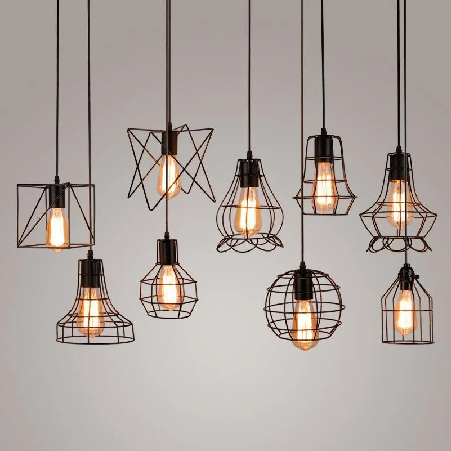 

Подвесные светильники в стиле ретро Лофт с промышленным управлением, кованые односторонние бороды из кованого железа для магазина одежды, ...