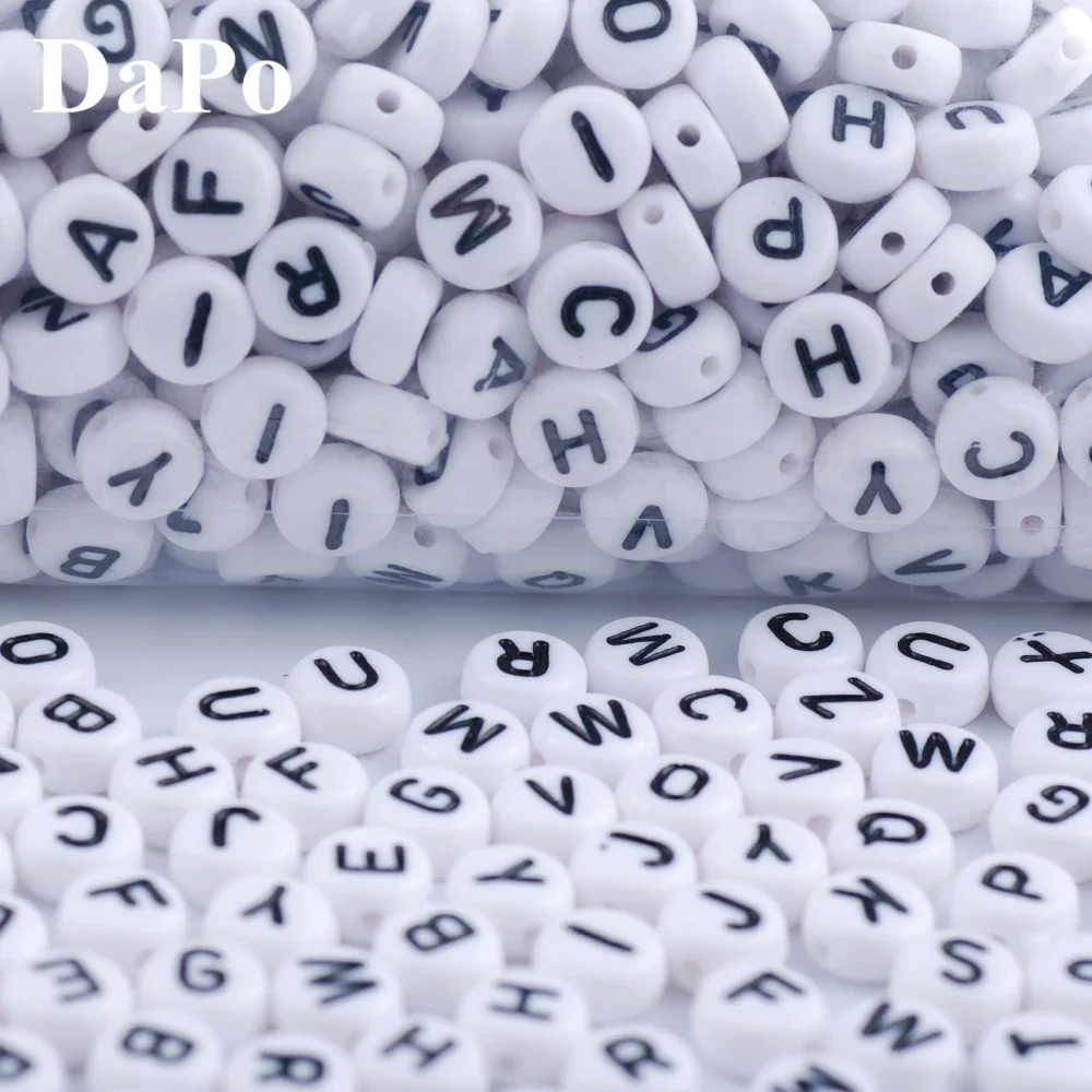 200 шт./упаковка бусины в форме букв английского алфавита