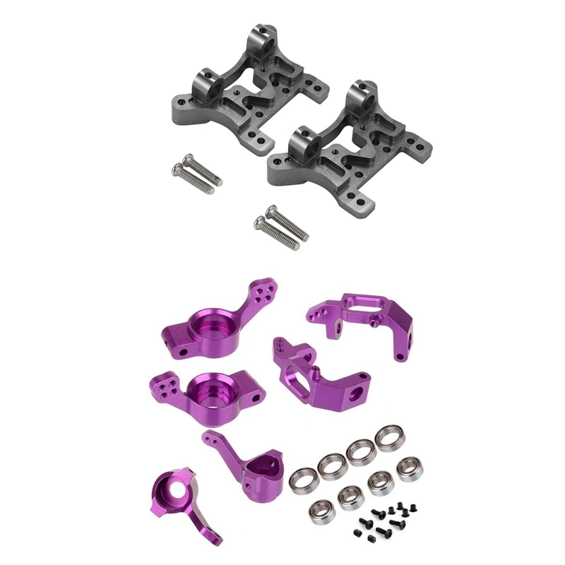 

For Wltoys Upgrade Metal Shock Absorber Board & For HSP 102010 102011 Ball Bearing Aluminum Alloy Steering Hub Mount Set