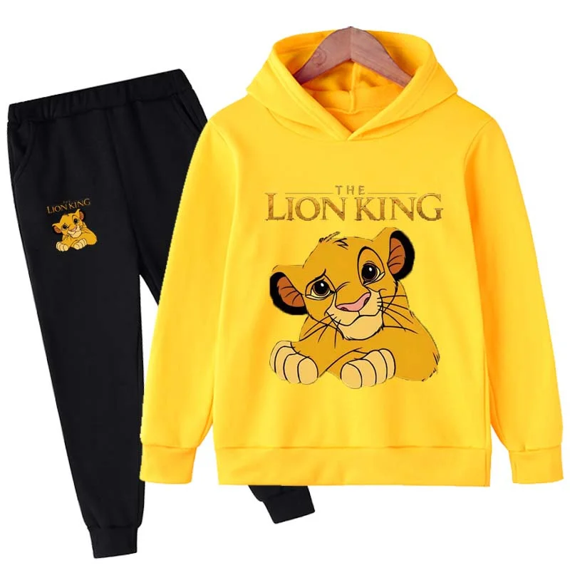

Baby Boys Girls The Lion King Hoodies Sets Autumn Winter New Children Cotton Disney Simba Sweatshirts Trousers Costumes Outfits