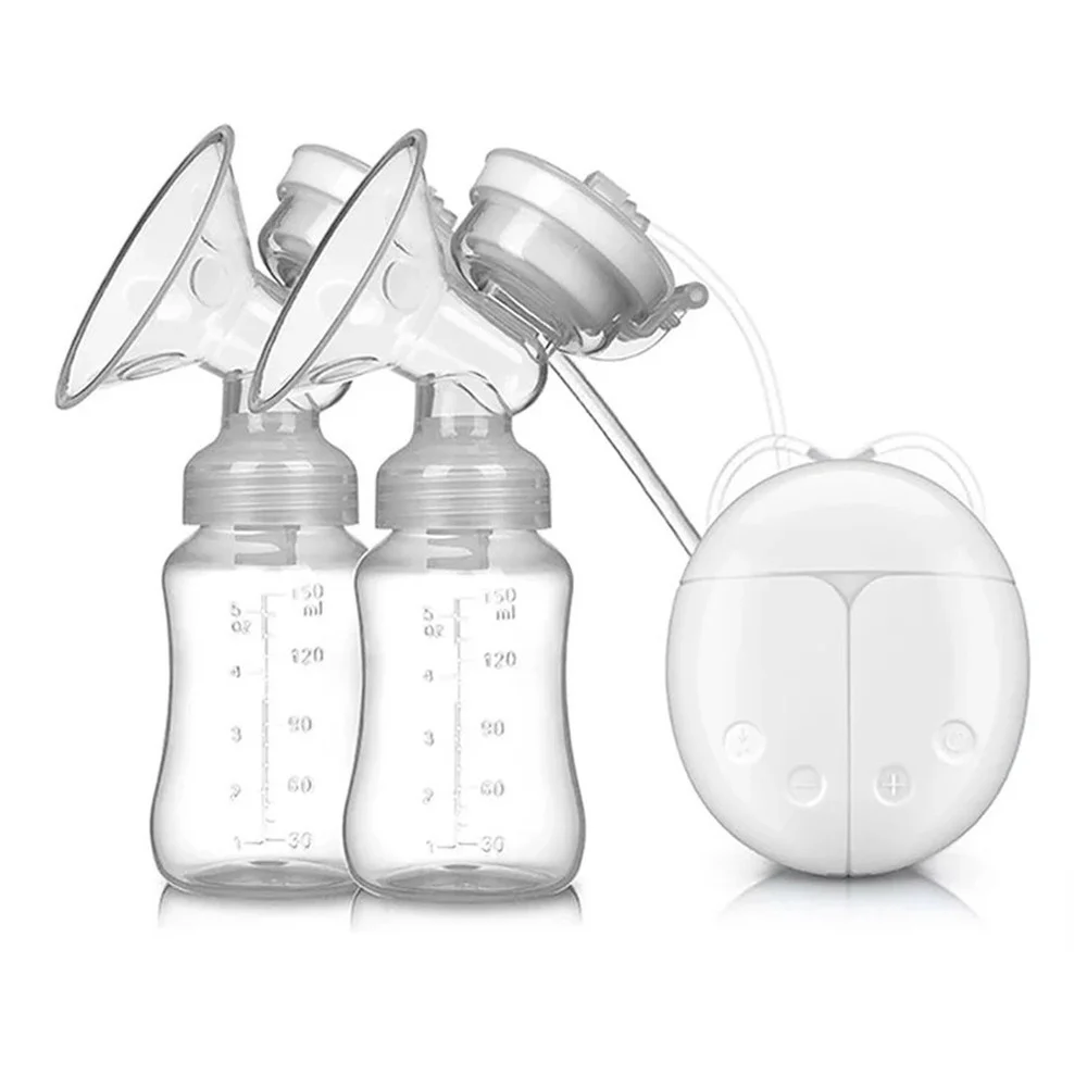 

Двойной Электрический молокоотсос, Электрический Интеллектуальный молокоотсос с 2 бутылками для молока, питание от USB, молокоотсос для груд...