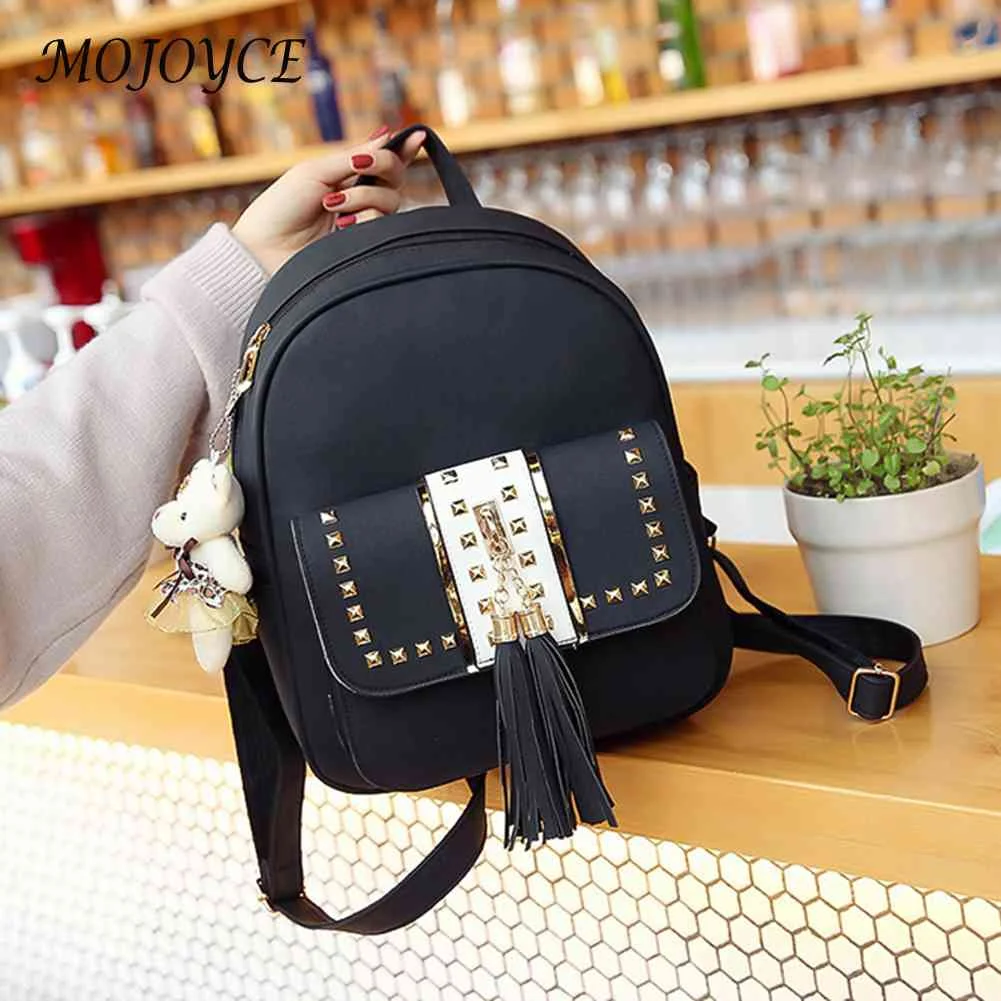 

Женский рюкзак с кисточками, милый Повседневный Школьный рюкзак, новый тренд, Школьные Сумки из искусственной кожи, Модный повседневный дор...