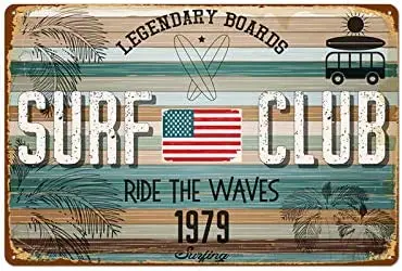 

Vintage tin signs, surf club beach metal signs, specially designed for restaurants, bars, home decorations, garages, stores, etc